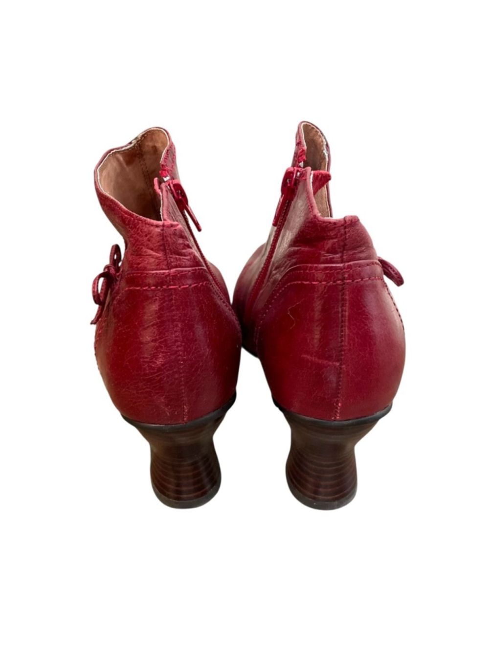 Miz Mooz Cranberry Red Ankle Boots Heel 9 - Picture 9 of 15